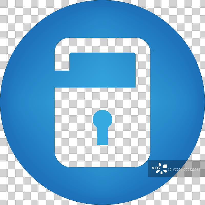 开放的蓝色圆形锁定计算机技术概念图片素材