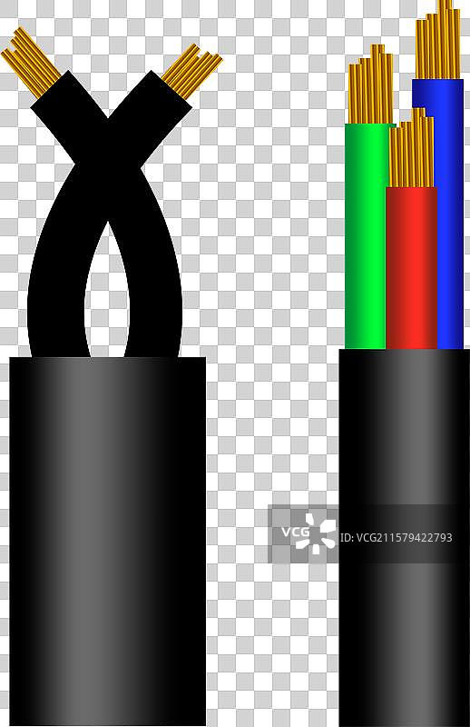 各种类型的电力电缆与电线图片素材