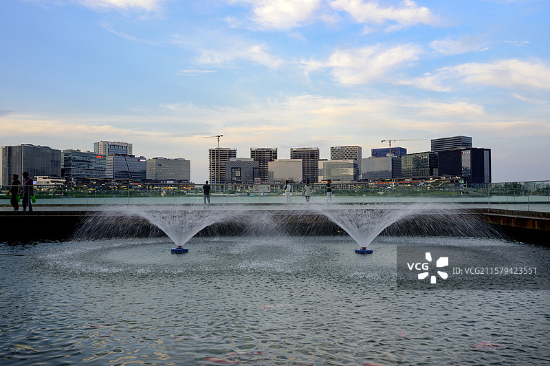 金融岛喷泉图片素材