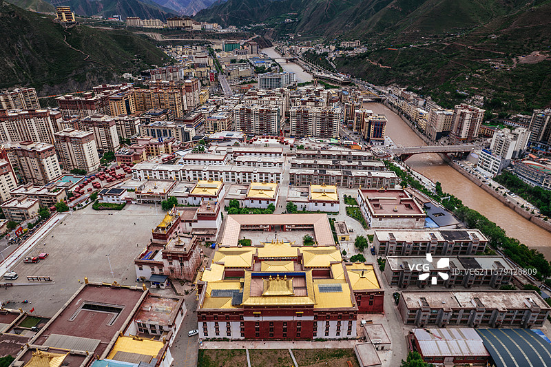 昌都城市景观航拍图片素材