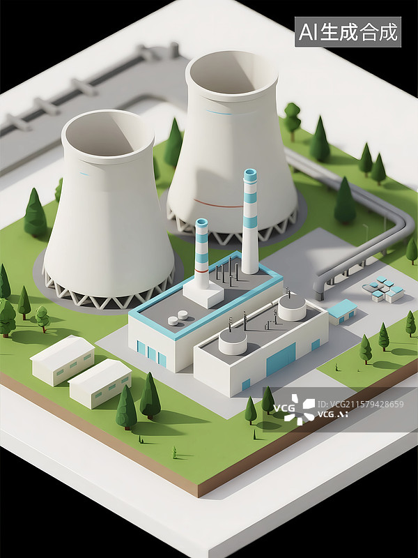【AI数字艺术】环保化工厂烟囱建筑图片素材
