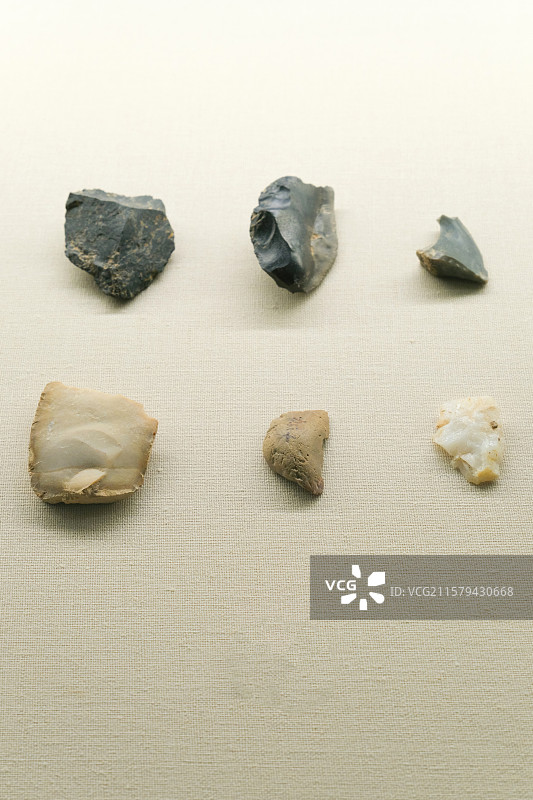 石片 旧石器时代晚期 澧县十里岗遗址出土 中国国家博物馆“古代中国陈列”图片素材