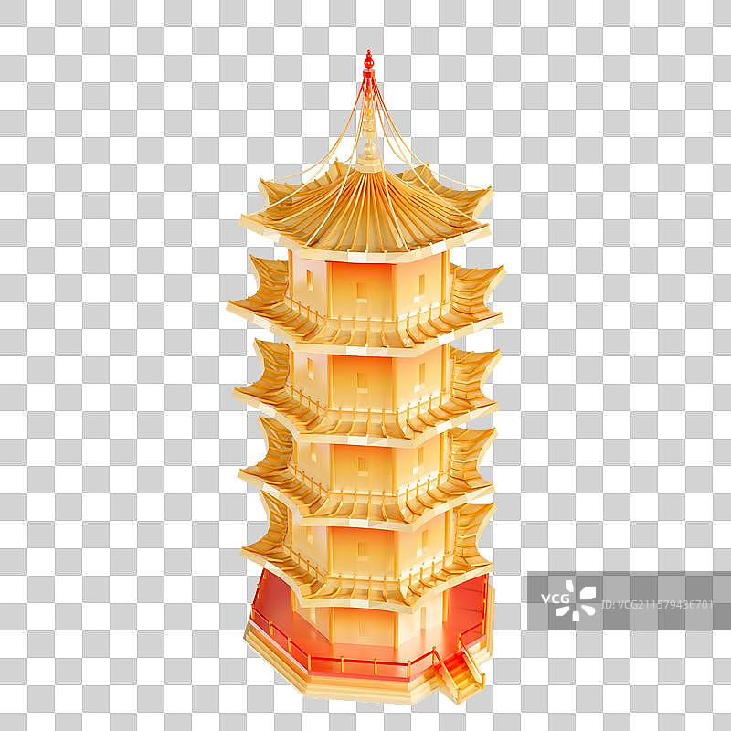 3D渲染的泉州古建筑东西塔元素泉州城市元素图片素材