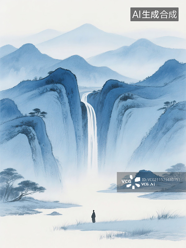 【AI数字艺术】山水间的修行图片素材