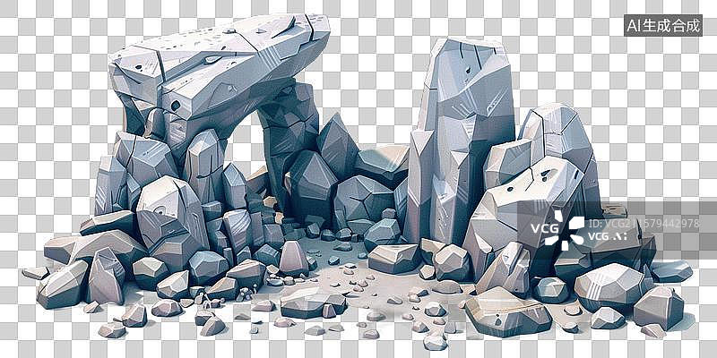 【AI数字艺术】遗迹三维场景元素图片素材