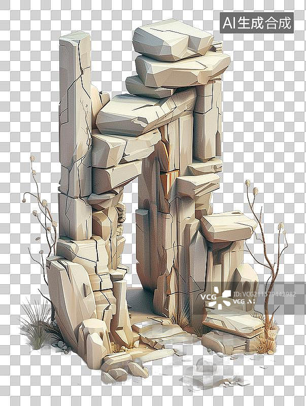 【AI数字艺术】遗迹三维场景元素图片素材