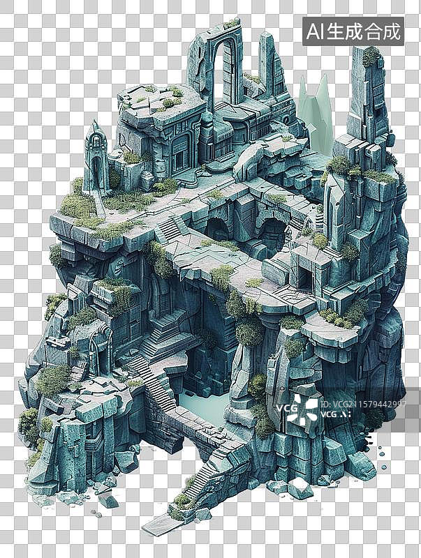 【AI数字艺术】遗迹三维场景元素图片素材