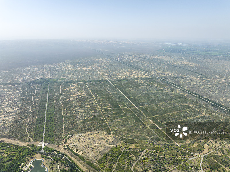 宁夏白汲滩治沙成果图片素材