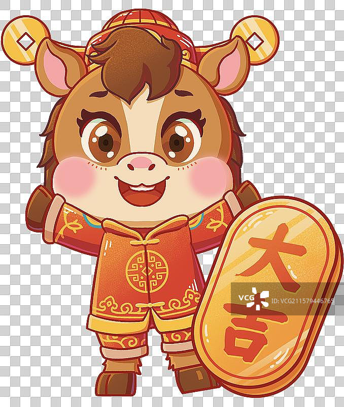 马年大吉年俗插画新春快乐图片素材