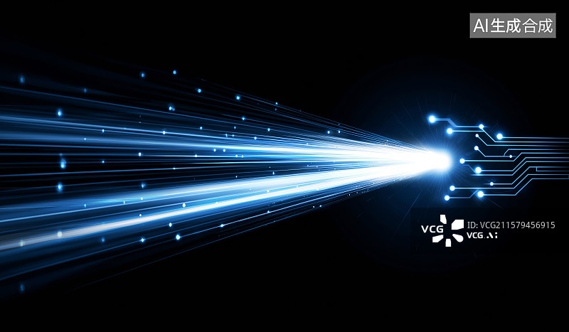【AI数字艺术】光纤传输数据流图片素材