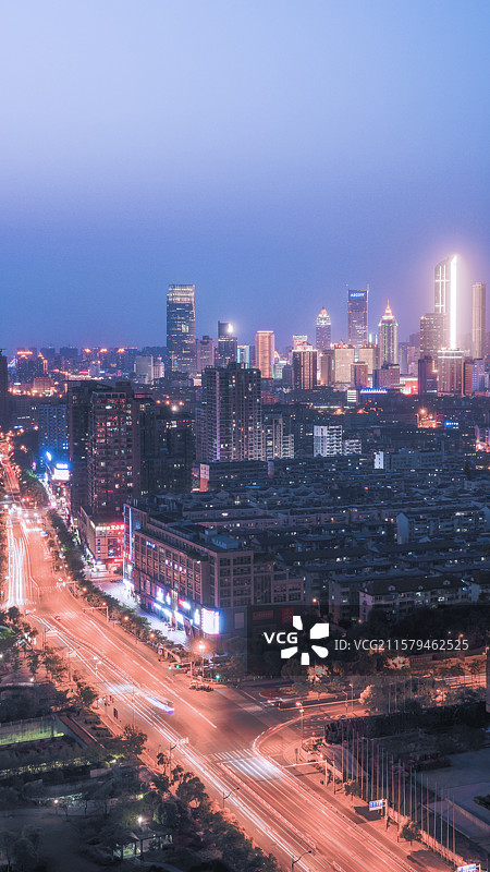 无锡傍晚城区遥瞰图片素材