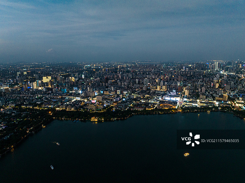 杭州西湖俯瞰图片素材