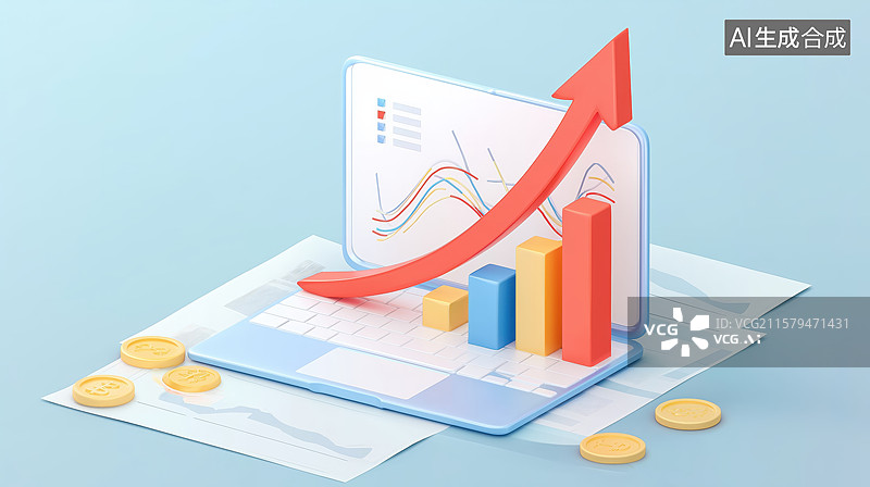 【AI数字艺术】增长图表与箭头的商务分析图片素材