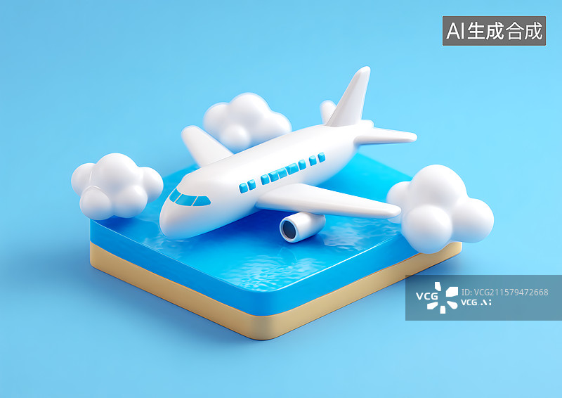 【AI数字艺术】3D卡通飞机模型图片素材