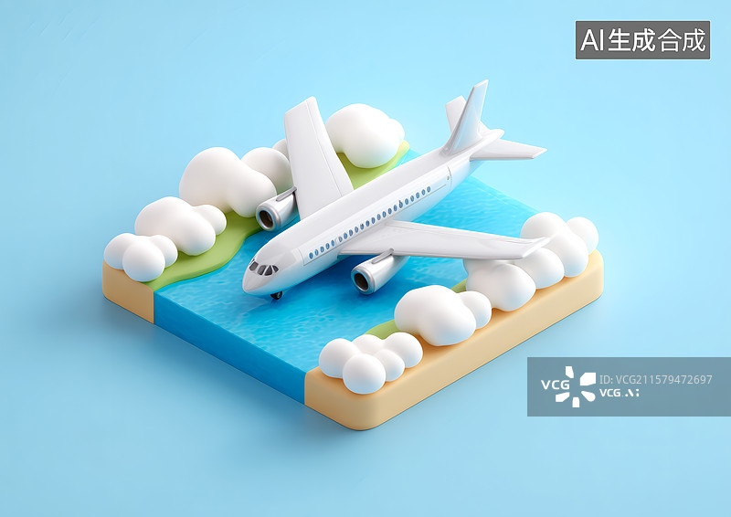 【AI数字艺术】3D卡通飞机模型图片素材