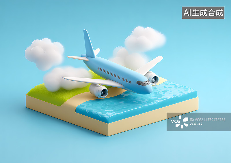 【AI数字艺术】3D卡通飞机模型图片素材