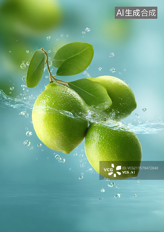 【AI数字艺术】新鲜的水果青柠檬图片素材