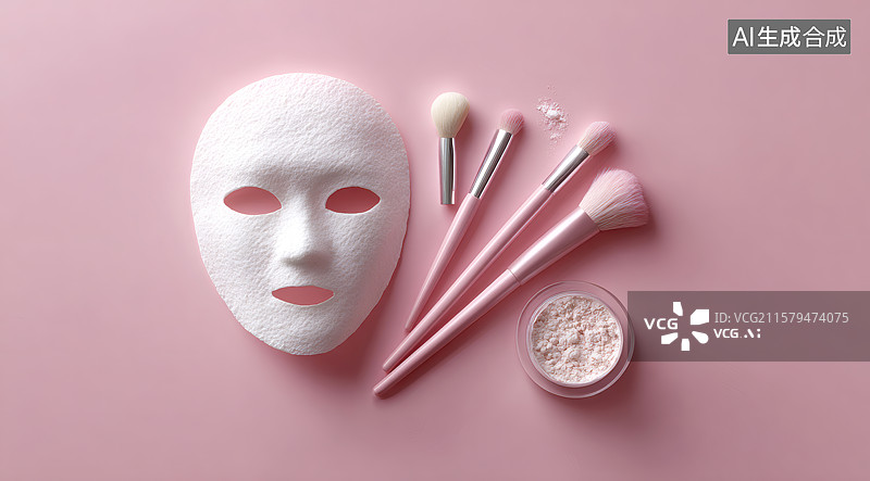 【AI数字艺术】面膜和化妆笔图片素材