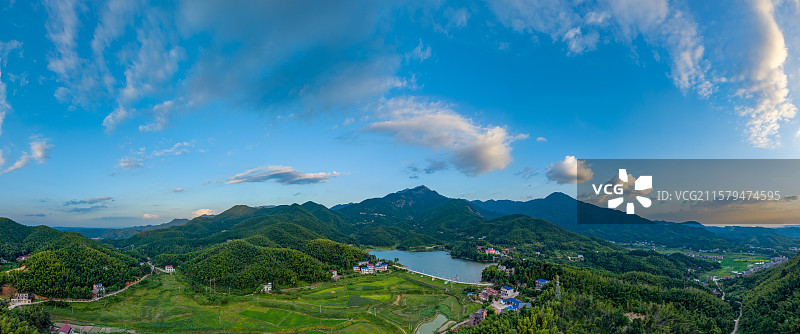 南岳衡山-衡山县中峰水库-航拍全景图图片素材