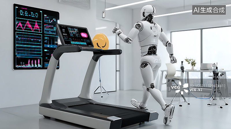 【AI数字艺术】人工智能机器人在健身房图片素材