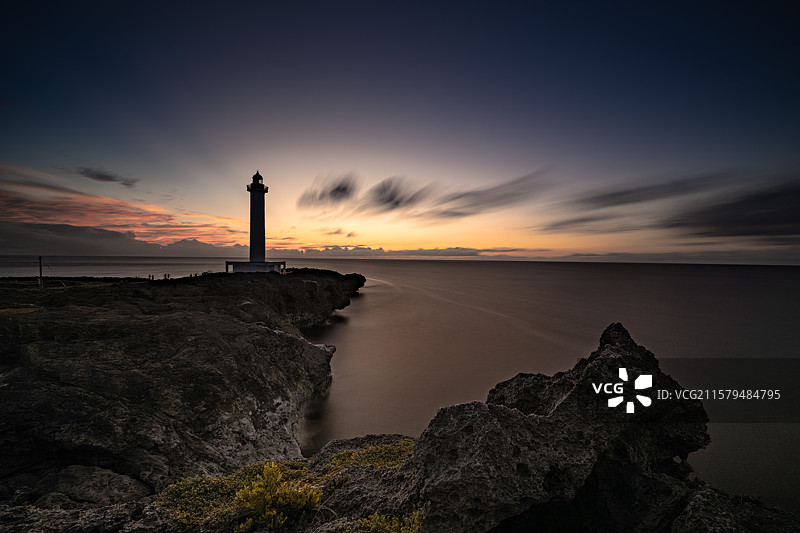 残波岬日落晚霞图片素材