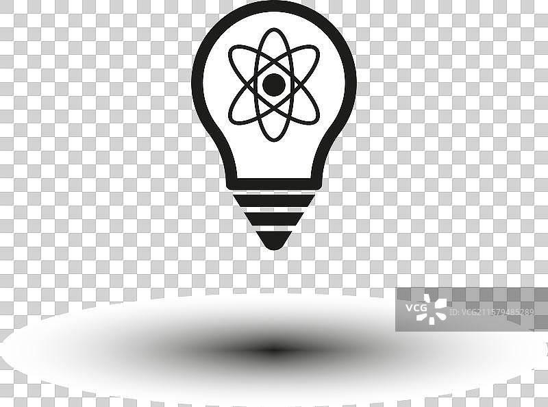 原子灯泡图标，能源与科学符号图片素材