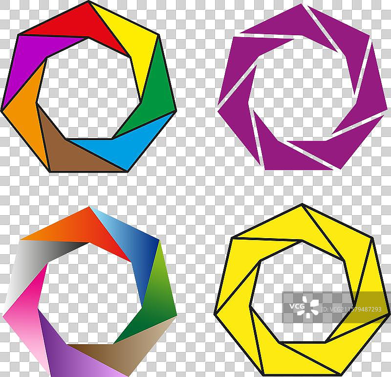 色彩斑斓的多边形形状抽象几何图形图片素材