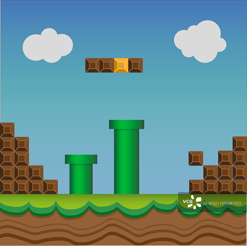 超级马里奥兄弟经典视频游戏艺术 EPS 10图片素材