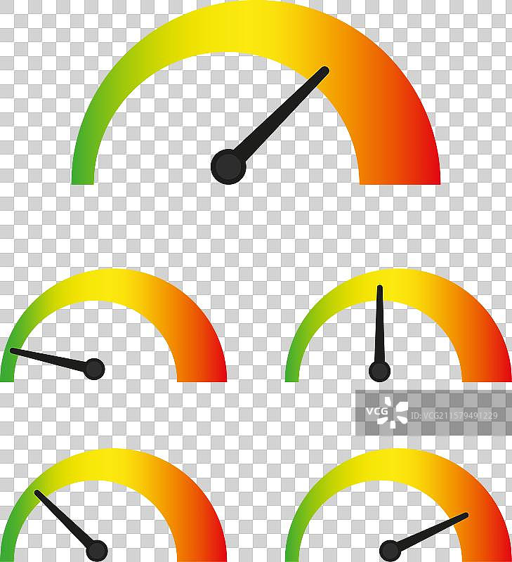 色彩丰富的仪表指示器显示不同的水平图片素材