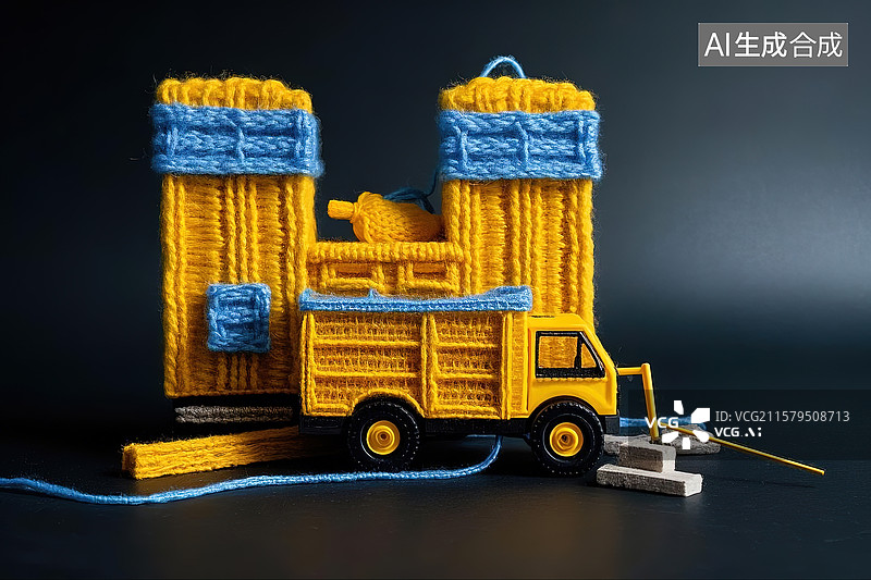 【AI数字艺术】极简主义建筑工地场景毛线画图片素材