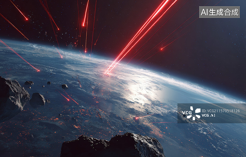 【AI数字艺术】太空激光防御战图片素材