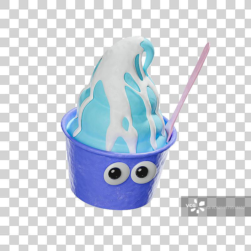 3D粘土风格夏季主题元素冰淇淋图片素材