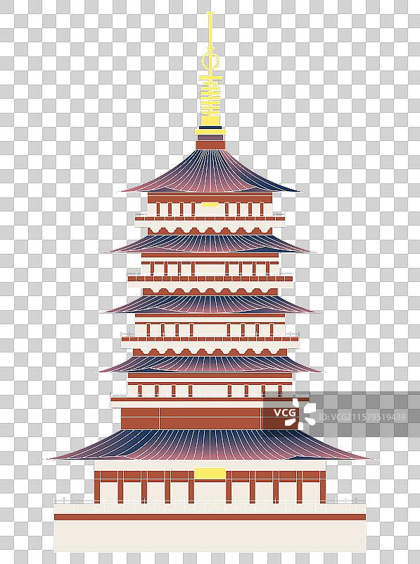 杭州西湖雷峰塔矢量建筑国潮插画免抠元素图片素材