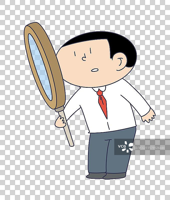 手拿放大镜研究的人物图片素材