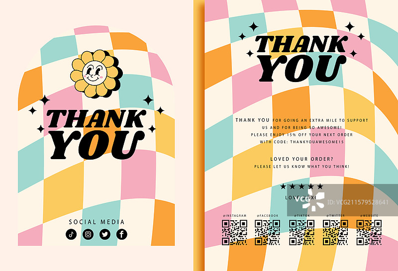 复古70年代风格的商务感谢卡设计图片素材