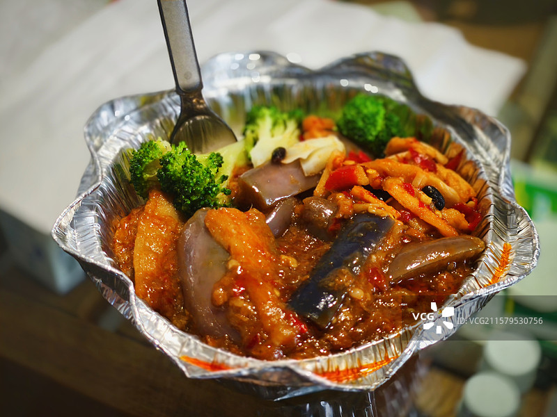 茄子肉沫拌饭图片素材