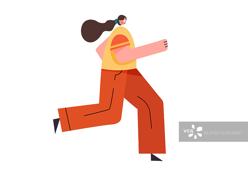 女生跑步比赛运动锻炼减肥插画无背景购物奔跑外卖节健身日快递送货运动瘦身图片素材