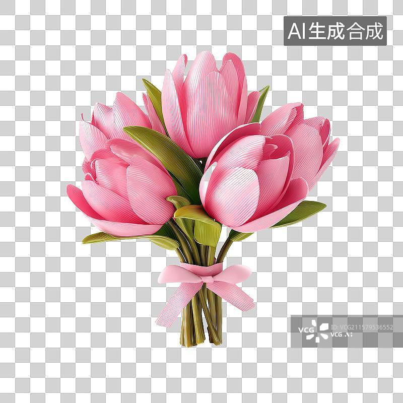 【AI数字艺术】粉色郁金香花束图片素材