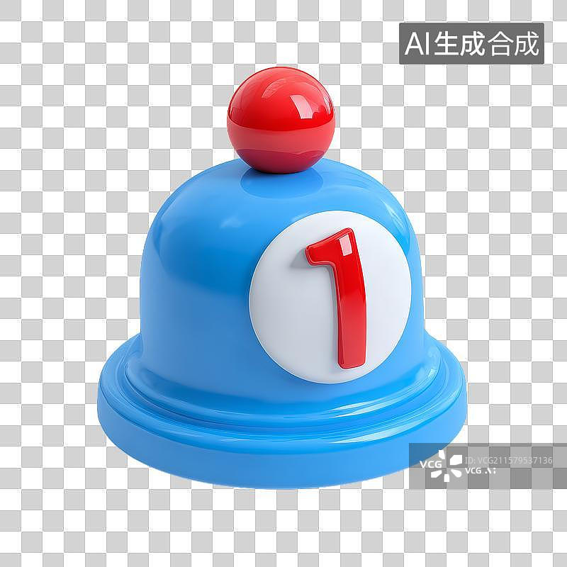 【AI数字艺术】蓝色底座红色球顶的数字1标志图片素材