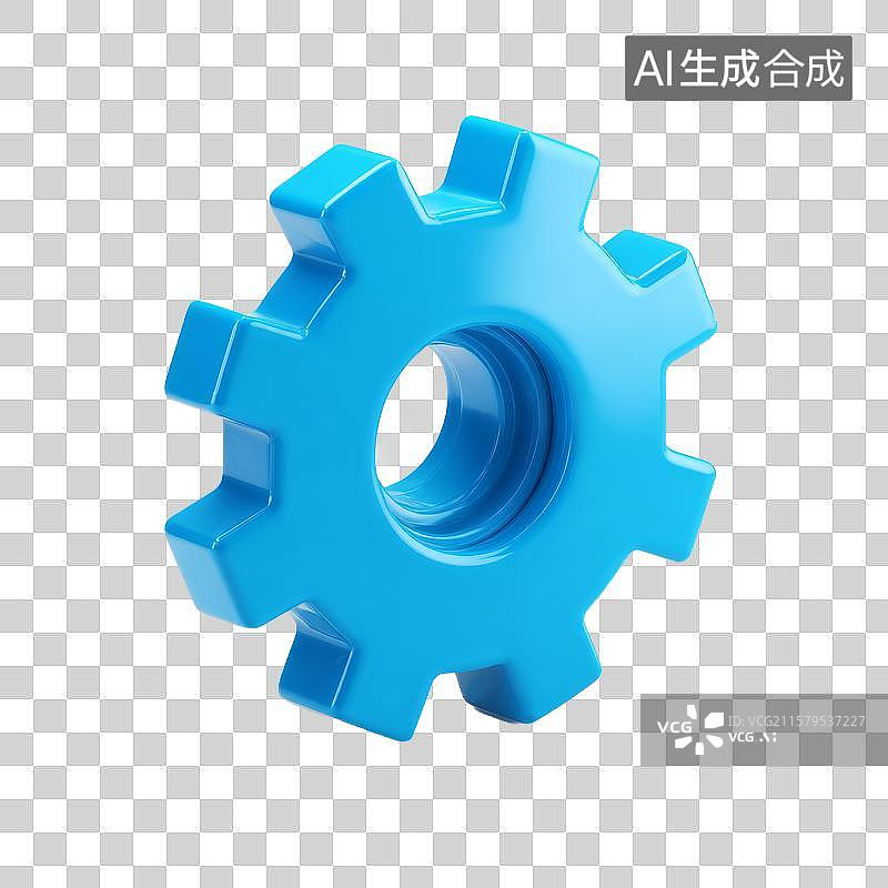 【AI数字艺术】蓝色齿轮机械部件图片素材