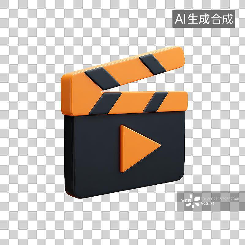 【AI数字艺术】橙黑相间电影拍板图标图片素材