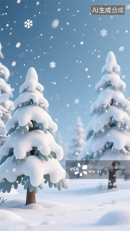 【AI数字艺术】雪落冬日童话大雪图片素材