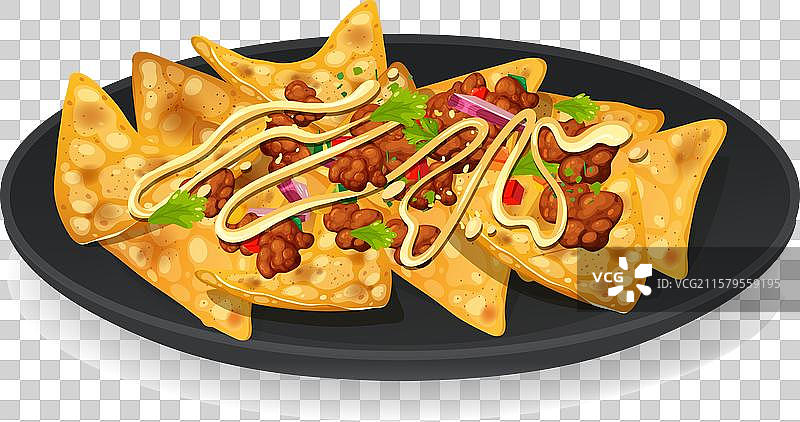 crispy nachos topped with savory ingredients图片素材