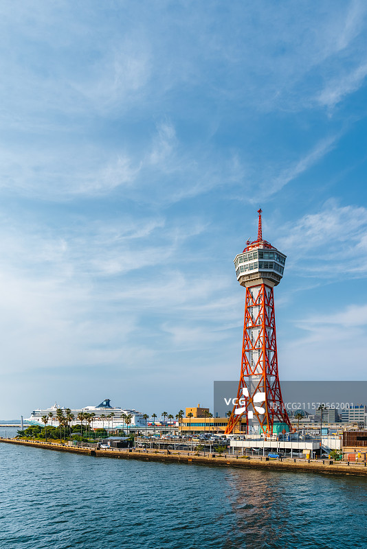 福冈县Fukuoka，博多区Ferry terminal，博多港塔Hakata Port Tower图片素材