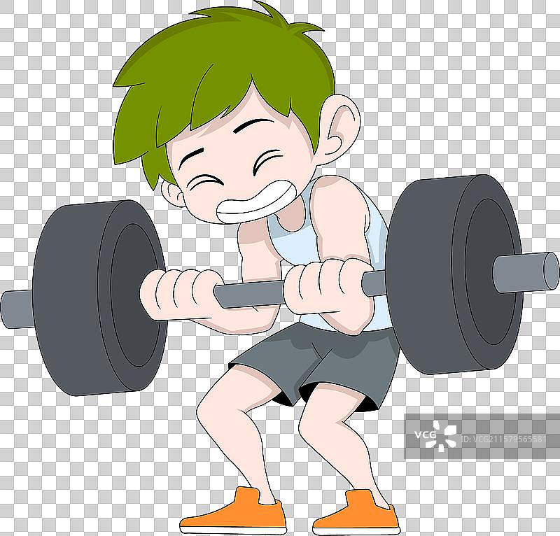 男孩正在练习增强骨骼肌。图片素材