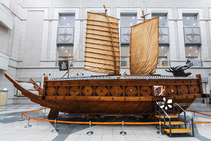 首尔特别市，龙山区，韩国战争纪念馆，龟船、龟甲船（朝鲜王朝战船），朝鲜海军，泗川战役，1/2.5模型图片素材