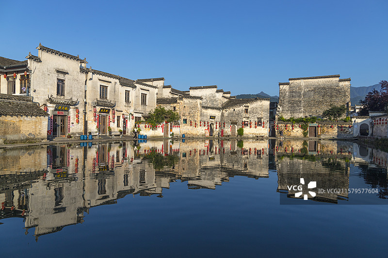 安徽宏村徽派建筑古村落图片素材