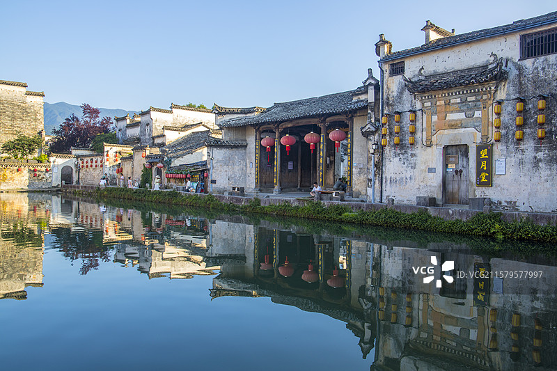 安徽宏村徽派建筑古村落图片素材