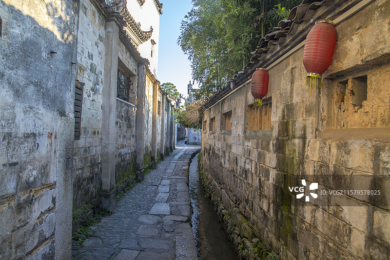 安徽宏村徽派建筑古村落图片素材