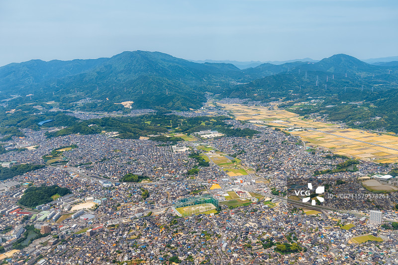 日本福冈县，太宰府市だざいふし，九州国立博物馆，高雄公园Takao Park，宝満山，大根地山，航拍图片素材
